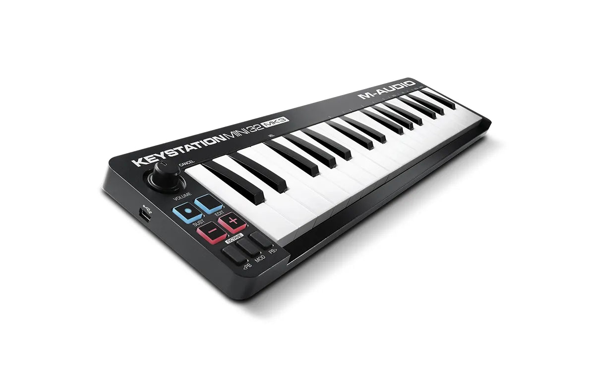 M-AUDIO KEYSTATION MINI 32 MKIII MK3 32-KEY PORTABLE USB MIDI KEYBOARD CONTROLLER W ABLETON LIVE LITE