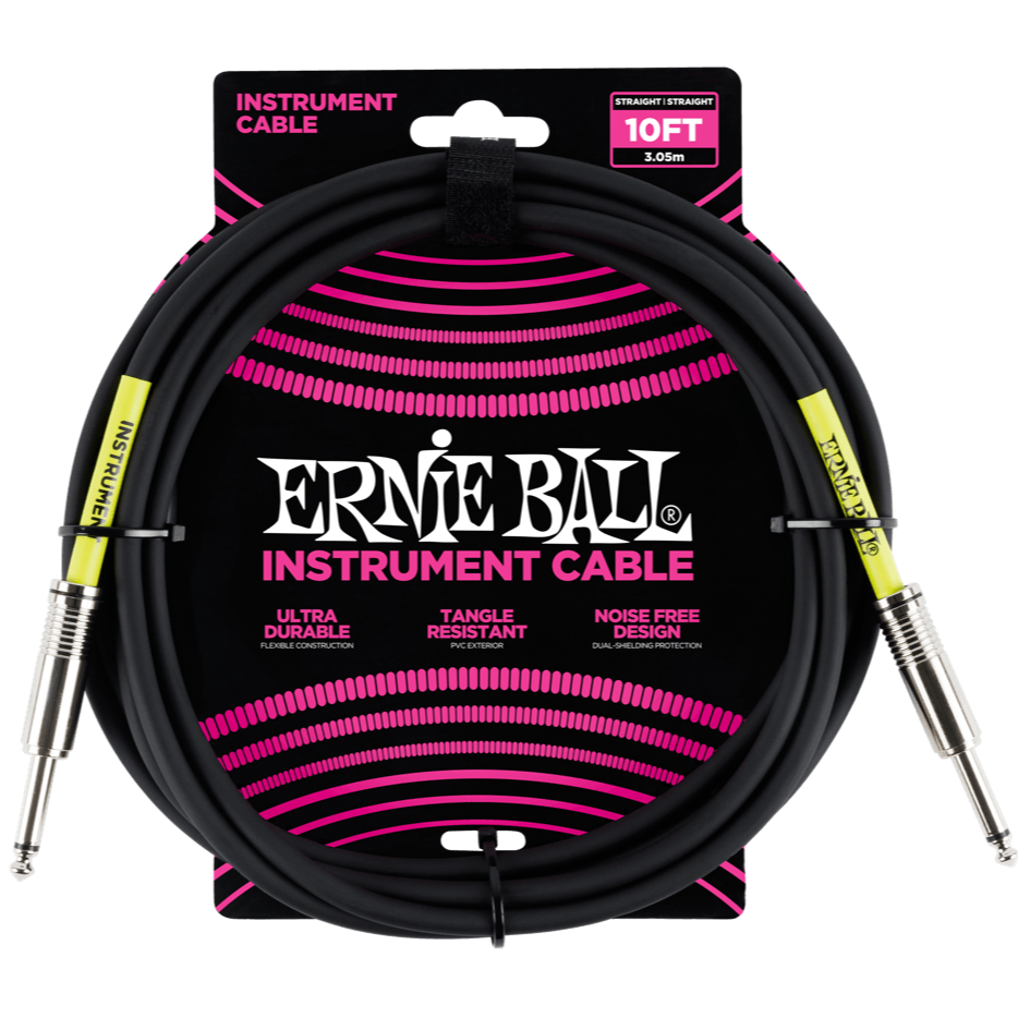 Ernie Ball 10' Straight / Straight Instrument Cable - Black