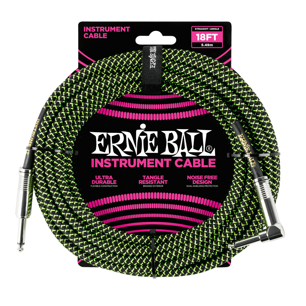 Ernie Ball Instrument Cable - 18' (5.5M) Braided Straight / Angle