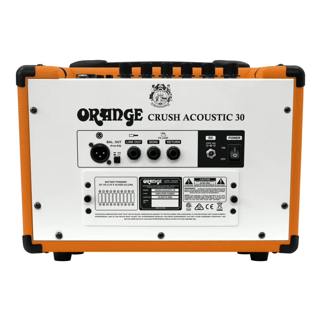 ORANGE CRUSH 30 ACOUSTIC - 30W 2 CHANNEL ACOUSTIC 1X8 BATTERY POWERED COMBO AMP WITH FX