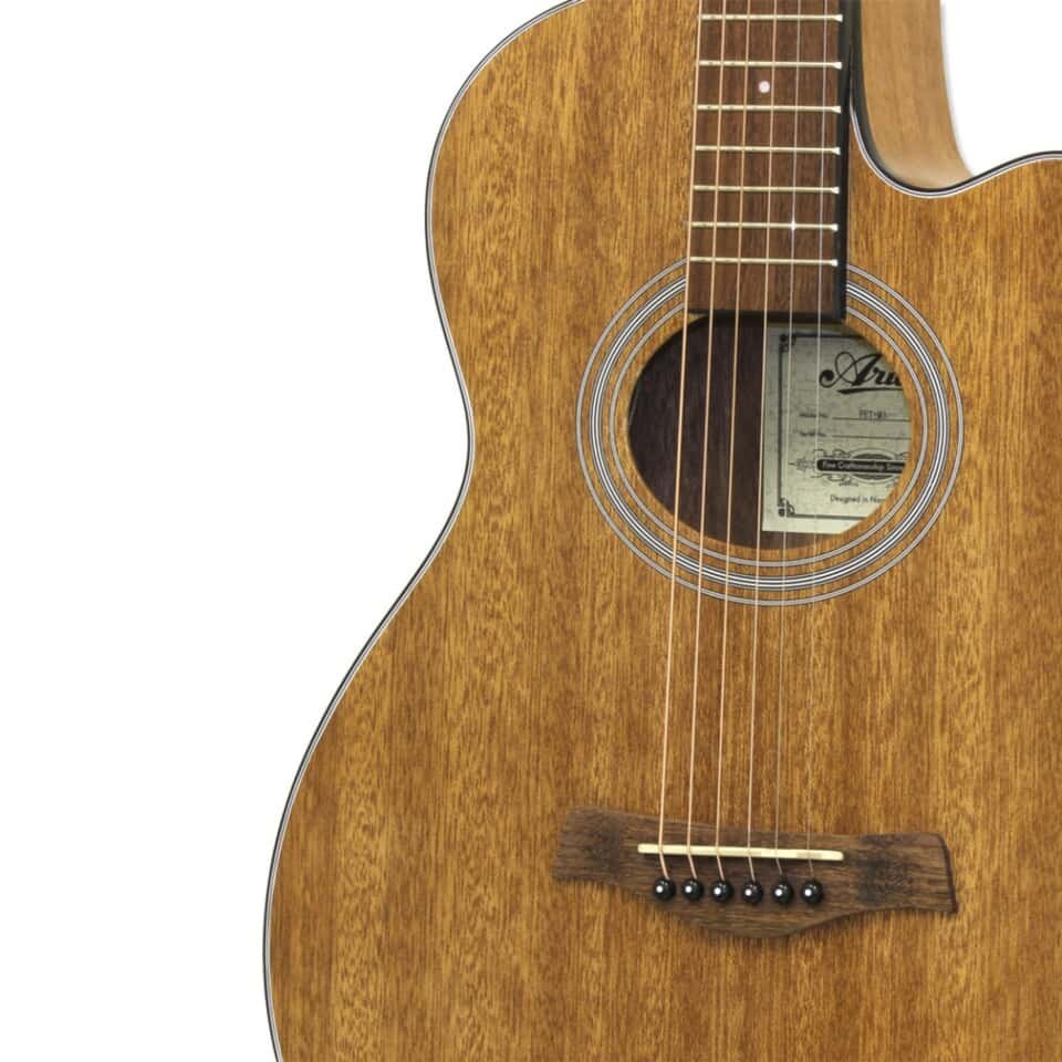 Aria Fet-M1 77mm Thinline Concert - Satin Mahogany (Merenti) - Electric Acoustic Guitar
