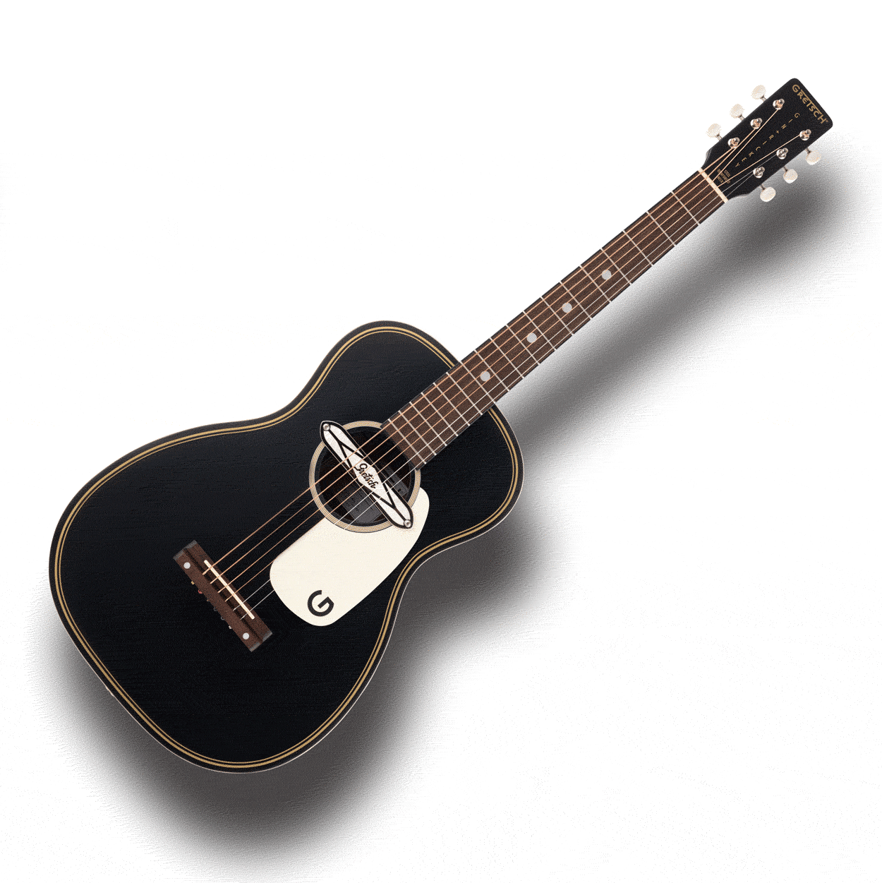 Gretsch G9520E Gin Rickey Acoustic Electric Flat Top Parlour Guitar - Smokestick Black With Soundhole Pickup