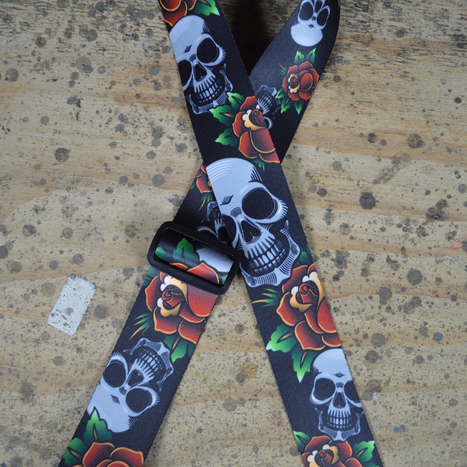 Colonial Leather Skull Printed Webbing Guitar Strap