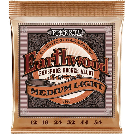 ERNIE BAL EARTHWOOD MEDIUM LIGHT PHOSPHOR BRONZE 12/54 ACOUSTIC GUITAR STRING SET
