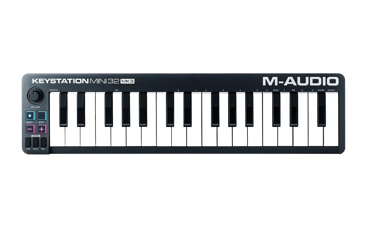 M-AUDIO KEYSTATION MINI 32 MKIII MK3 32-KEY PORTABLE USB MIDI KEYBOARD CONTROLLER W ABLETON LIVE LITE