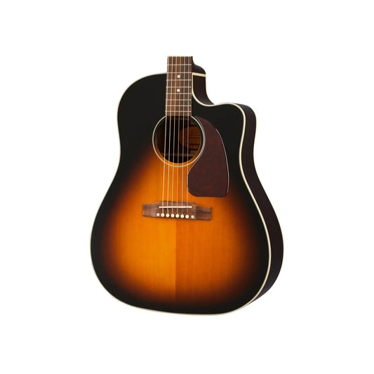 EPIPHONE INSPIRED BY GIBSON J-45 EC AGED VINTAGE SUNBURST - ALL SOLID J45 CUTAWAY ELECTRIC ACOUSTIC GUITAR