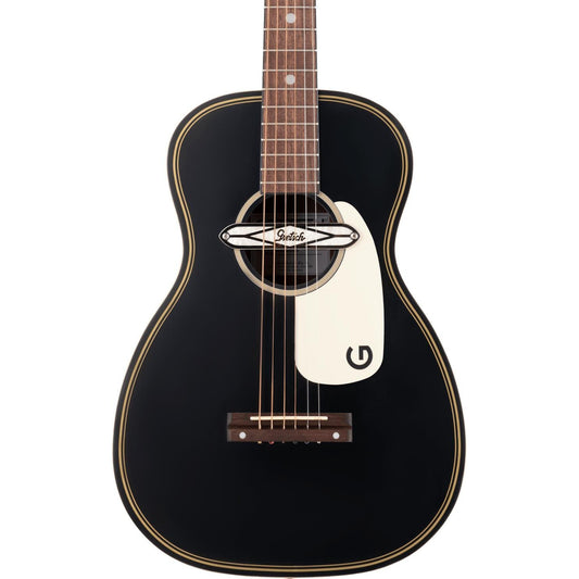 Gretsch G9520E Gin Rickey Acoustic Electric Flat Top Parlour Guitar - Smokestick Black With Soundhole Pickup