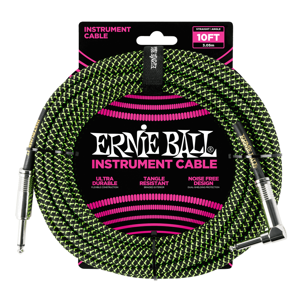 Ernie Ball Instrument Cable - 10' (3M) Braided Straight / Angle
