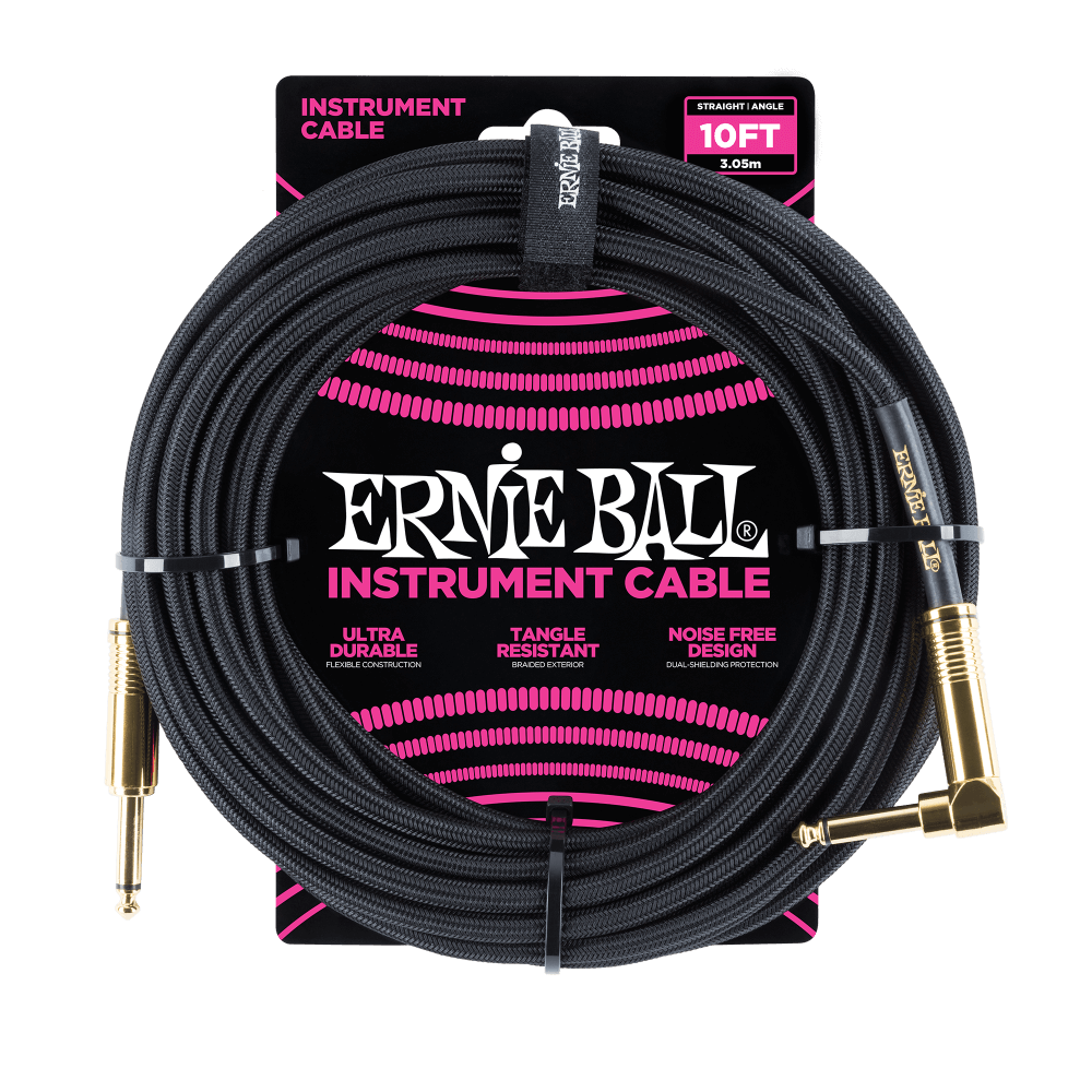 Ernie Ball Instrument Cable - 10' (3M) Braided Straight / Angle