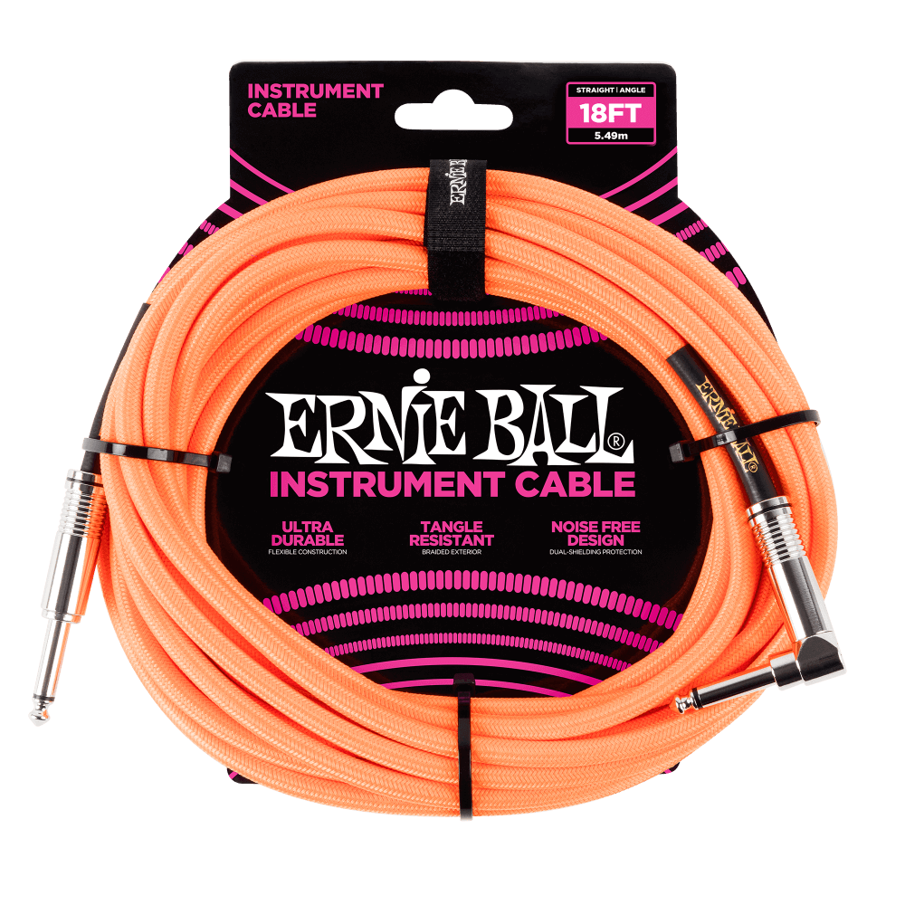 Ernie Ball Instrument Cable - 18' (5.5M) Braided Straight / Angle