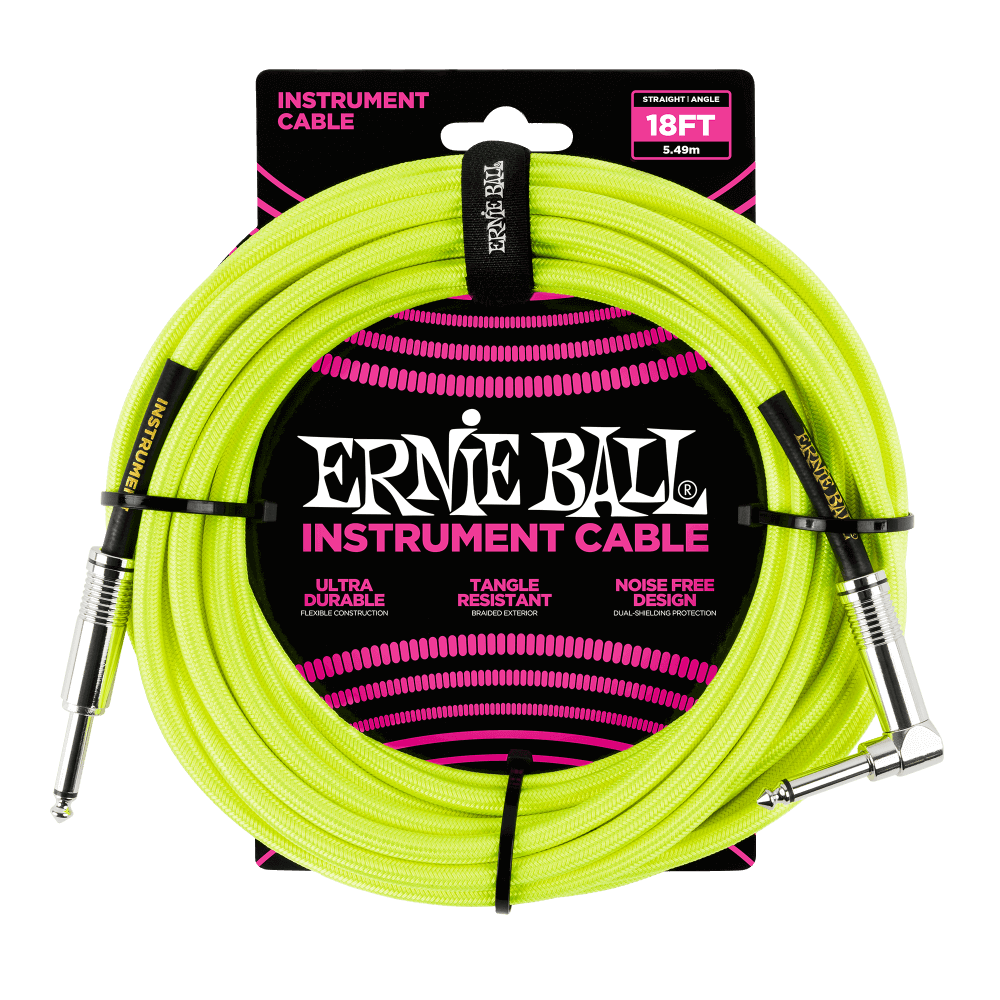 Ernie Ball Instrument Cable - 18' (5.5M) Braided Straight / Angle
